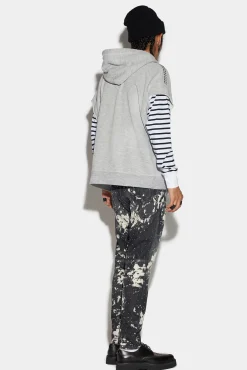 Bleached Studs Wash Relax Long Crotch Jeans