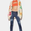 Dark Crinckle Wash Jennifer Cropped Jeans