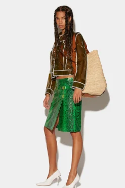 Leatheer Low-Waist Python Print