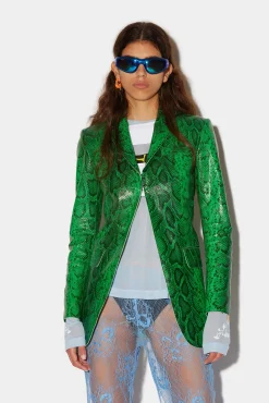 Leather Open Front Blazer