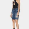 Medium Clean Wash Denim Pencil Mini Skirt