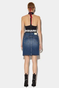 Medium Clean Wash Denim Pencil Mini Skirt