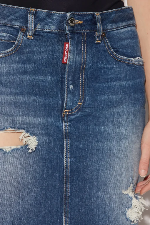 Medium Clean Wash Denim Pencil Mini Skirt