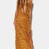 Ruffled Cut-Out Gown Dress