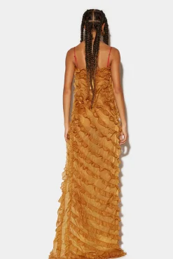 Ruffled Cut-Out Gown Dress